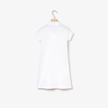 Lacoste Polo-Style Cotton Dress - Šaty Dětské Bílé | CZ-5Z6Juf